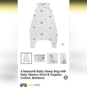 Woolino Sleep Sack 3-4 Years With Feet Rainbow